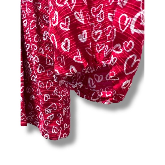 Vintage Y2K LOFT Hearts Pattern‎ Red and White Ruched Top 2 - Picture 4 of 9